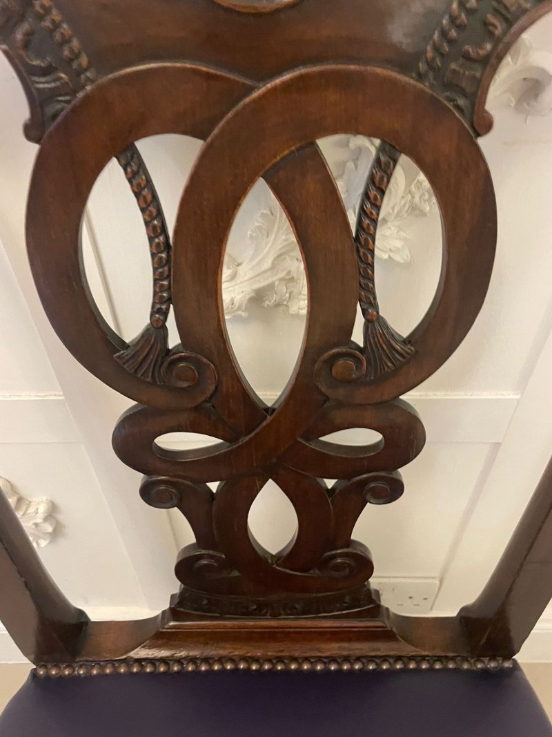 Outstanding Quality Set of 8 Antique Victorian Carved Mahogany Dining Chairs - Image 24